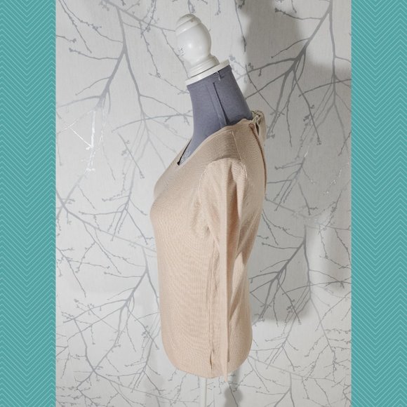 T. Babaton Beige Cream Silk Cashmere Knit Scoop Back Top - Picture 2 of 3